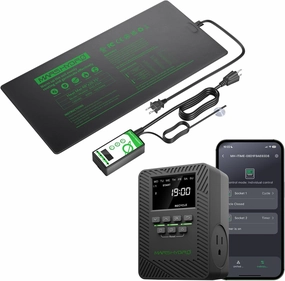 MARS HYDRO 48''x20.75'' Seedling Heat Mat with Thermostat Combo Set and ITime 2-in-1 Smart Timer Outlet Dual Outlet App Control