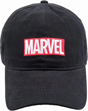 Marvel Logo Cotton Adjustable Dad Hat, Black, One Size