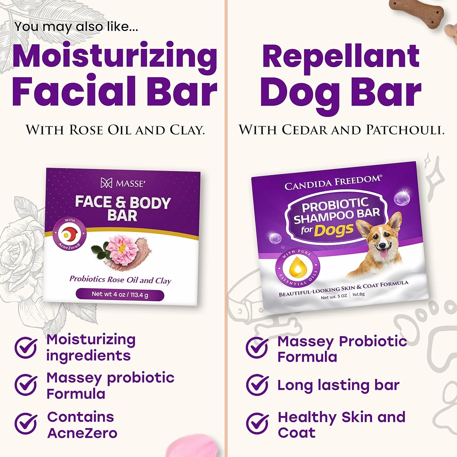 Massey's Natural Probiotic Soap Bar - Lavender Scented - For Men and Women of All Ages - Refreshing Body Essential with 100% Natural Ingredients - 4oz Bar (Pack of 3)