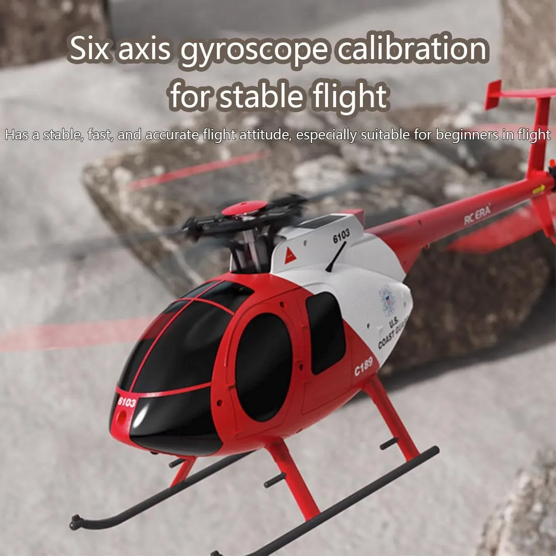MD500 C189 1/28 Scale RC Helicopter Model for Adults, 2.4G 4CH RC Single-Rotor Helicopter with 6-Axis Gyro Brushless Motors - RTR/Red & White