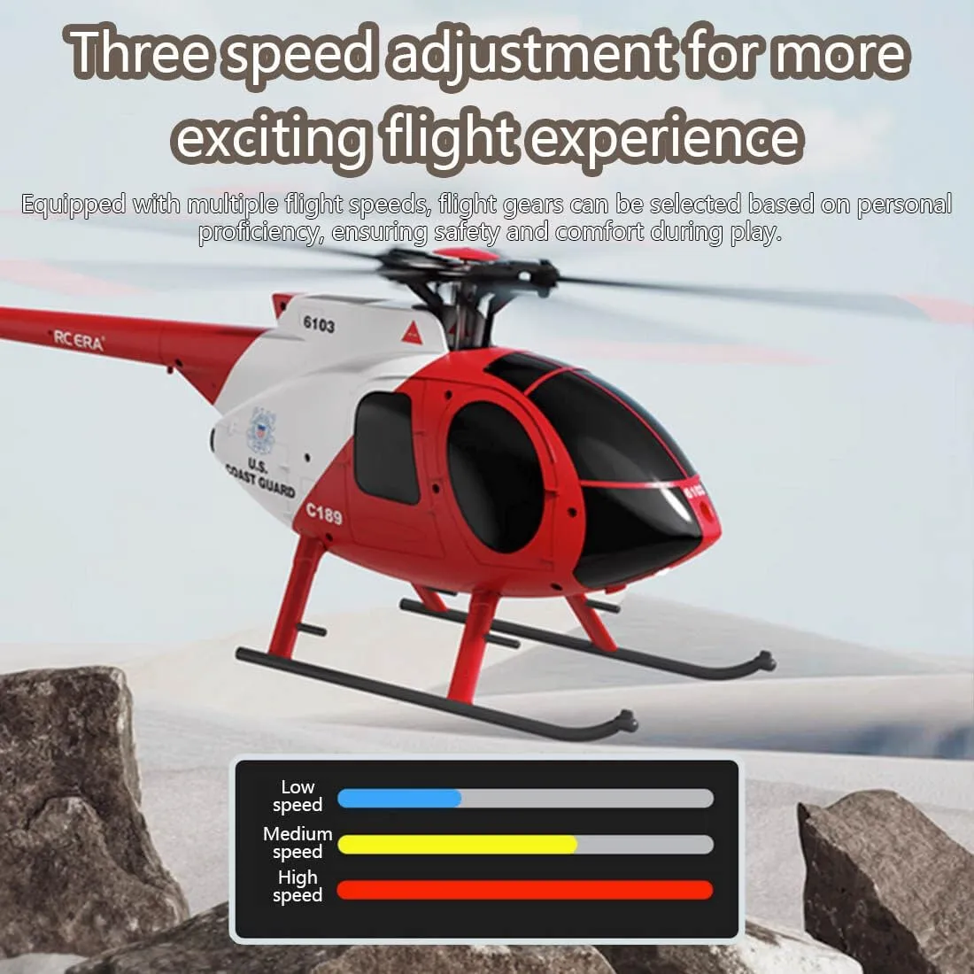 MD500 C189 1/28 Scale RC Helicopter Model for Adults, 2.4G 4CH RC Single-Rotor Helicopter with 6-Axis Gyro Brushless Motors - RTR/Red & White
