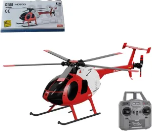MD500 C189 RC Helicopter Optical Flow Positioning, 1/28 Scale 2.4G 4CH Single-Rotor 6G/3D Flips Remote Control Helicopter, RC Aircraft for Adults (RTF Version)