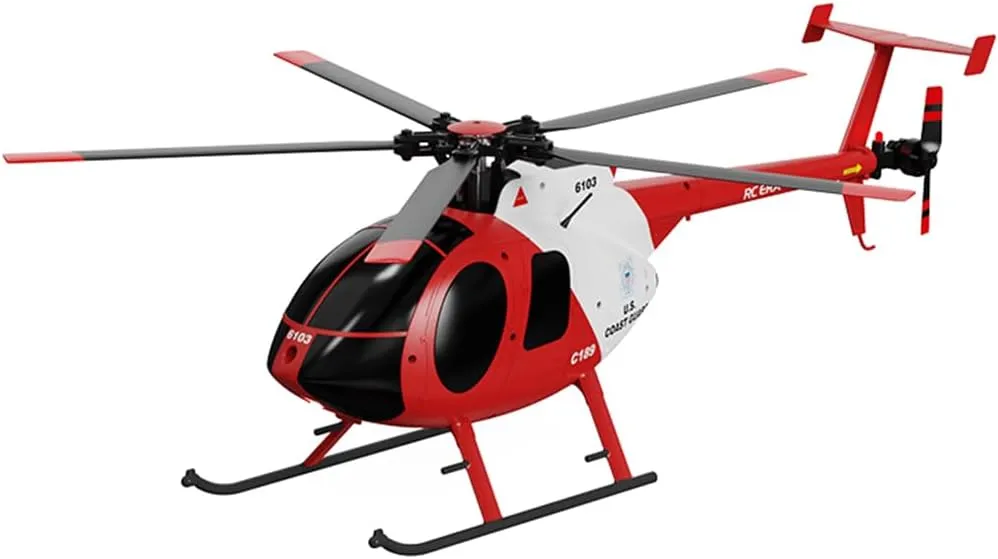 MD500 C189 RC Helicopter Optical Flow Positioning, 1/28 Scale 2.4G 4CH Single-Rotor 6G/3D Flips Remote Control Helicopter, RC Aircraft for Adults (RTF Version)