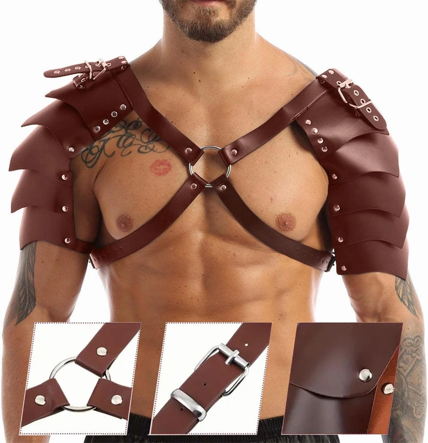 Medieval Belt Renaissance Accessories, PU Leather Belt Arm Guard Dagger Cover Cork Potion for Halloween Cosplay