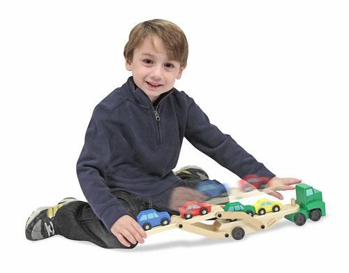Melissa & Doug Car Carrier Truck & Cars Wooden Toy Set