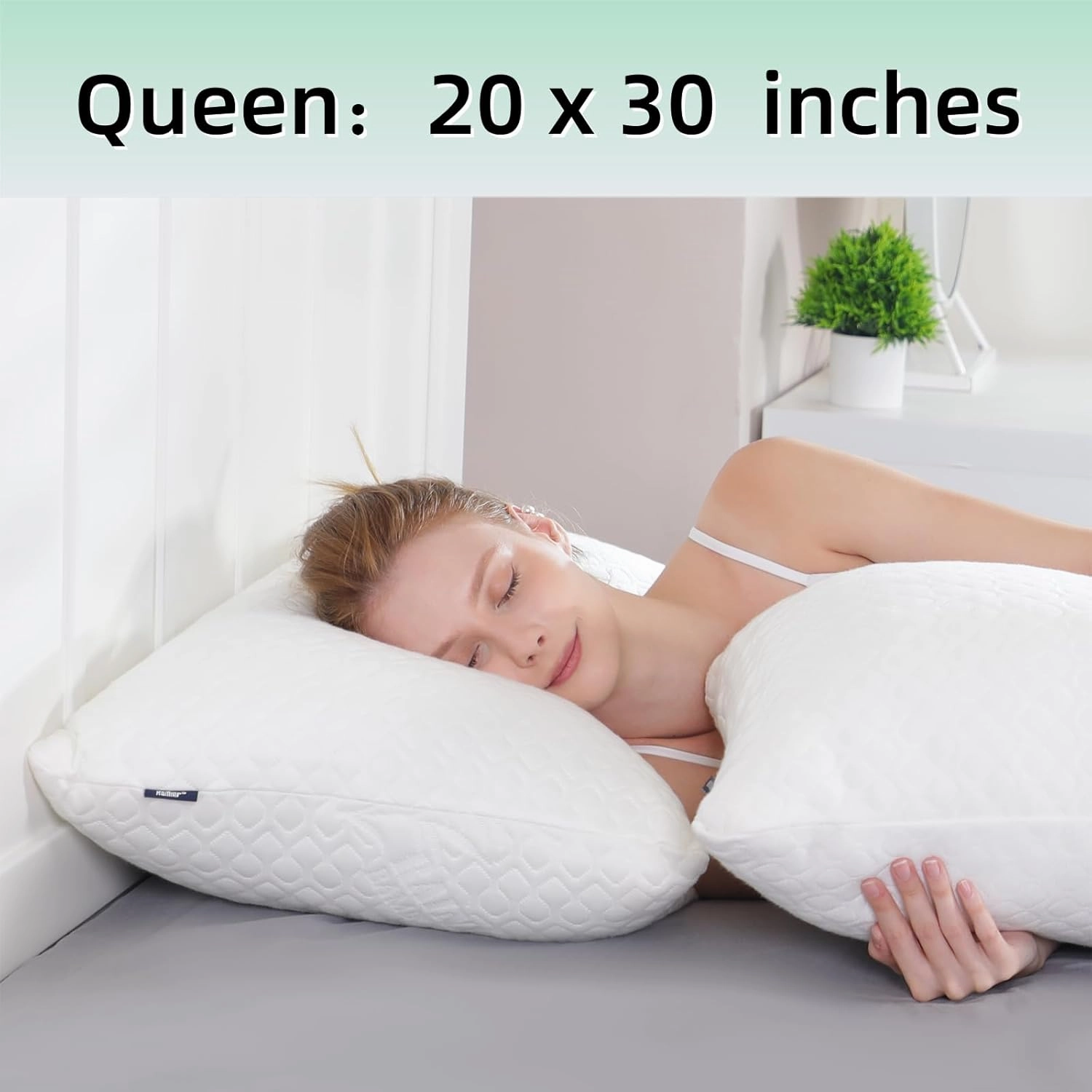 Memory Foam Pillows Queen Size Set of 2 - Adjustable Bed Pillows for Side Back Stomach Sleepers - with Washable Cooling Pillowcase