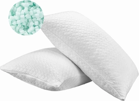Memory Foam Pillows Queen Size Set of 2 - Adjustable Bed Pillows for Side Back Stomach Sleepers - with Washable Cooling Pillowcase