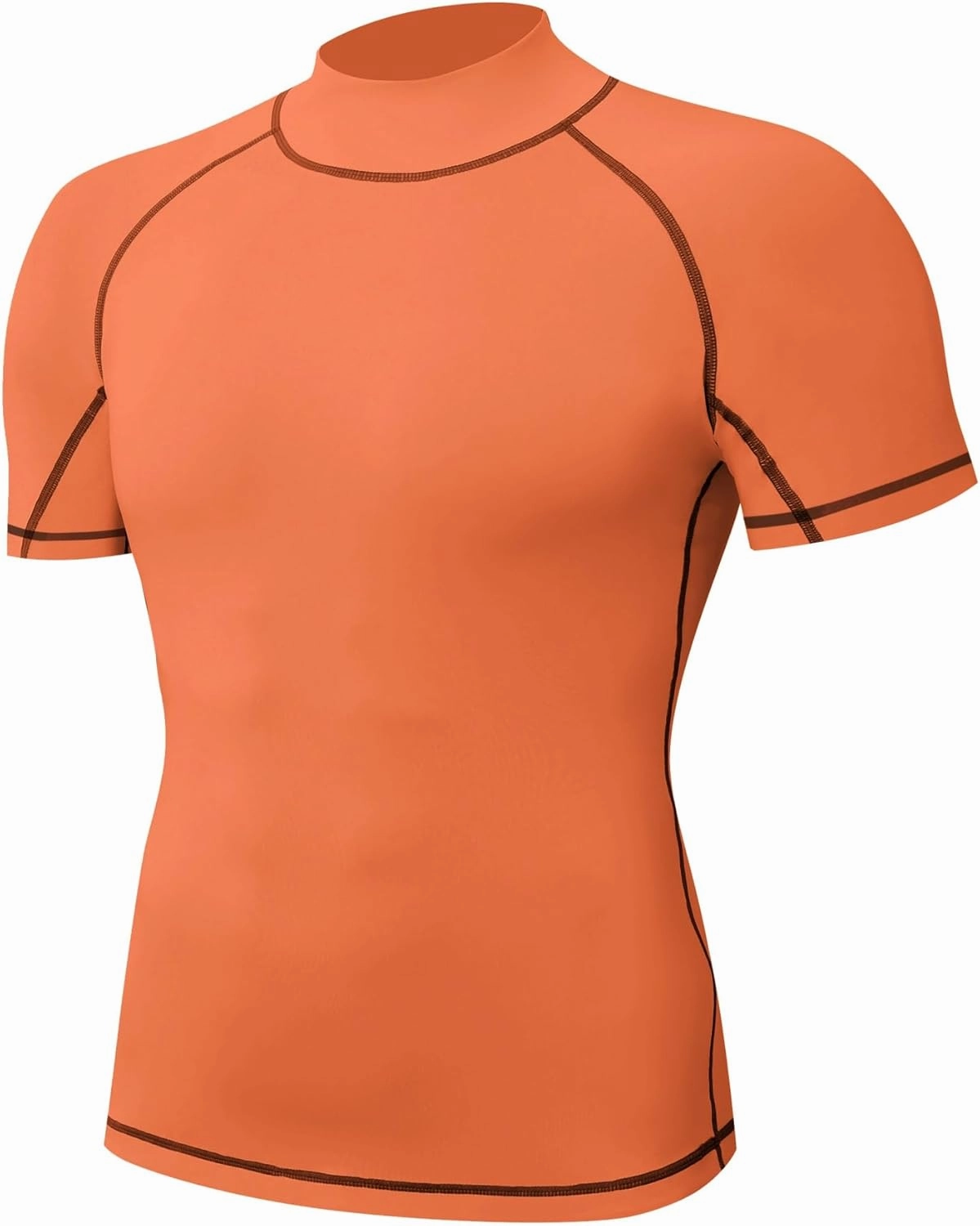 Men's Compression Mock Turtleneck Short Sleeve Shirts High Neck Quickly Dry Workout Tops for Athletic Running Gym