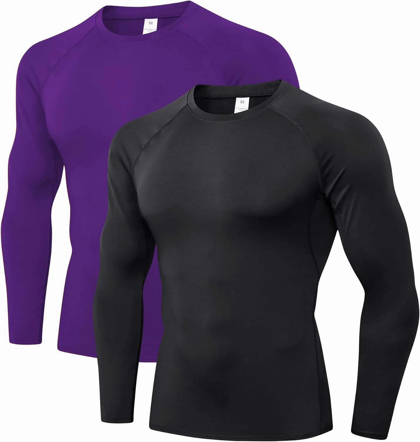Men's Compression Shirts Long Sleeve Athletic T Shirt Workout Cool Dry Running Tops Gym Undershirts Baselayers 1/2 Pack