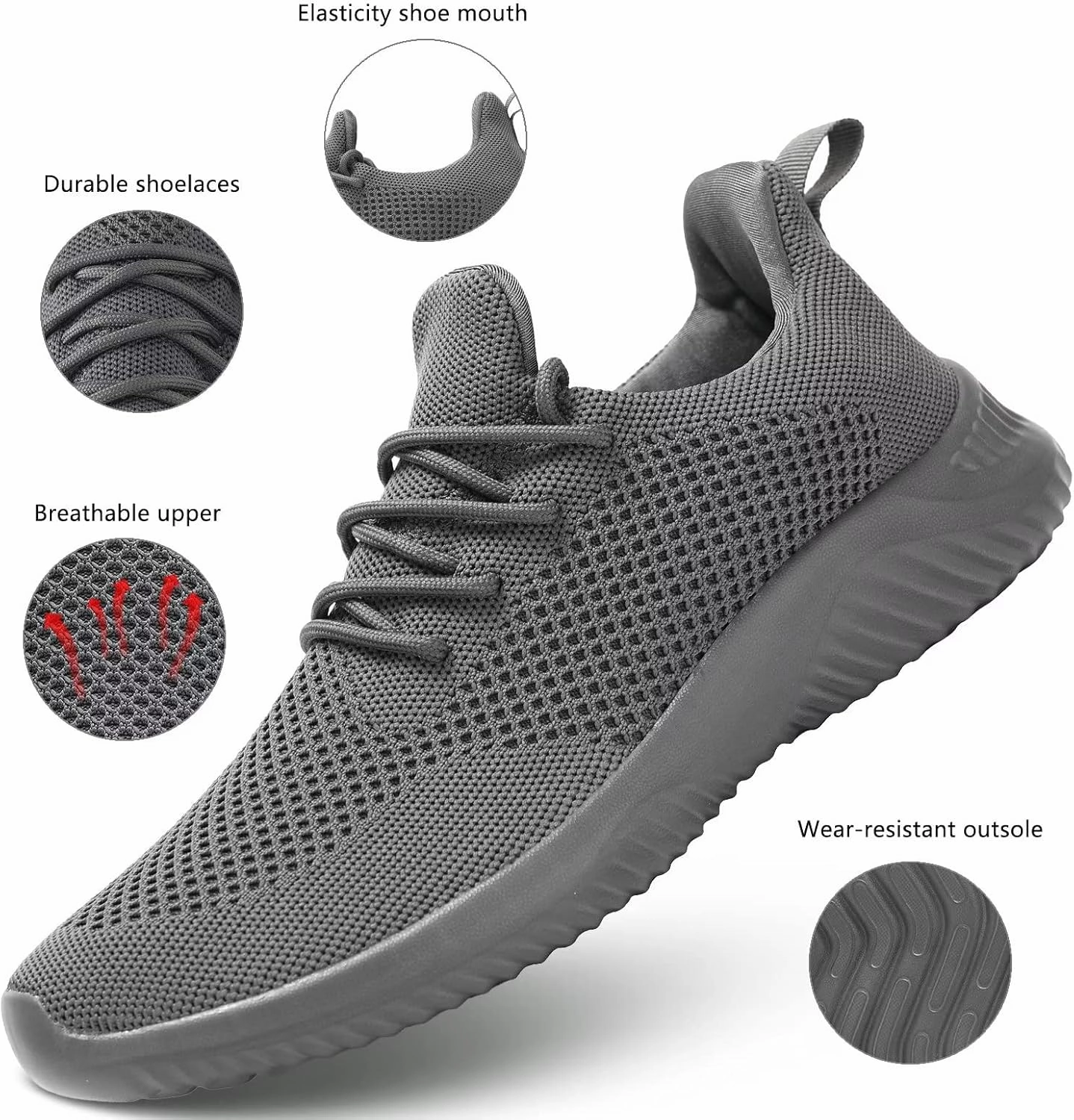 Men's Slip on Walking Shoes Ultra Light Breathable Non Slip Running Shoes Casual Fashion Sneakers Mesh Workout Sports