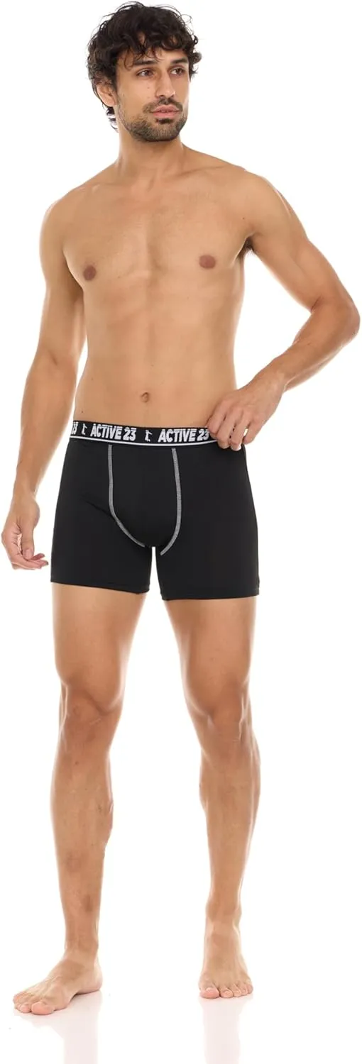 Mens 6, 8, or 10 Pack Dry Fit Performance Boxer Briefs for Men, Cooling Moisture Wicking Athletic Support Underwear