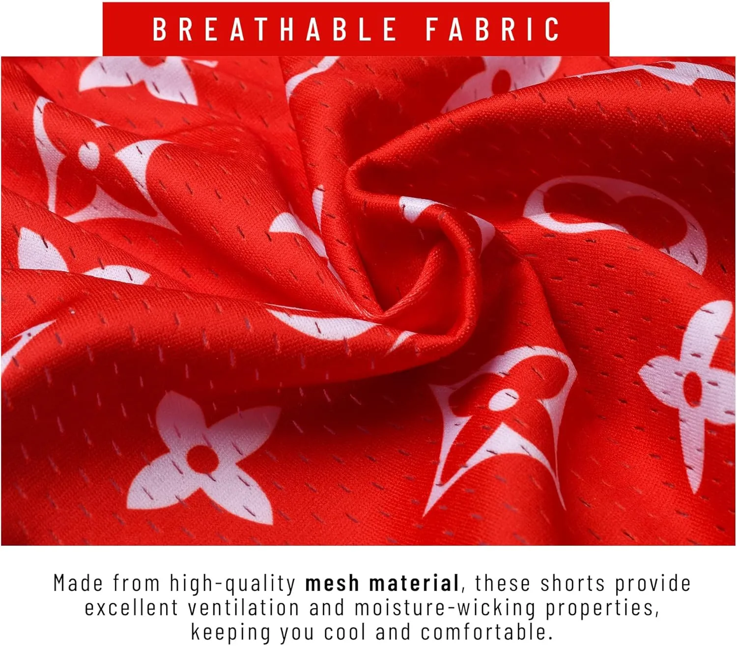 Men's Athletic Shorts - 100% Polyester, Mesh Shorts Quick Dry, Graphic Print Gym Shorts Men, Basketball Shorts for Men