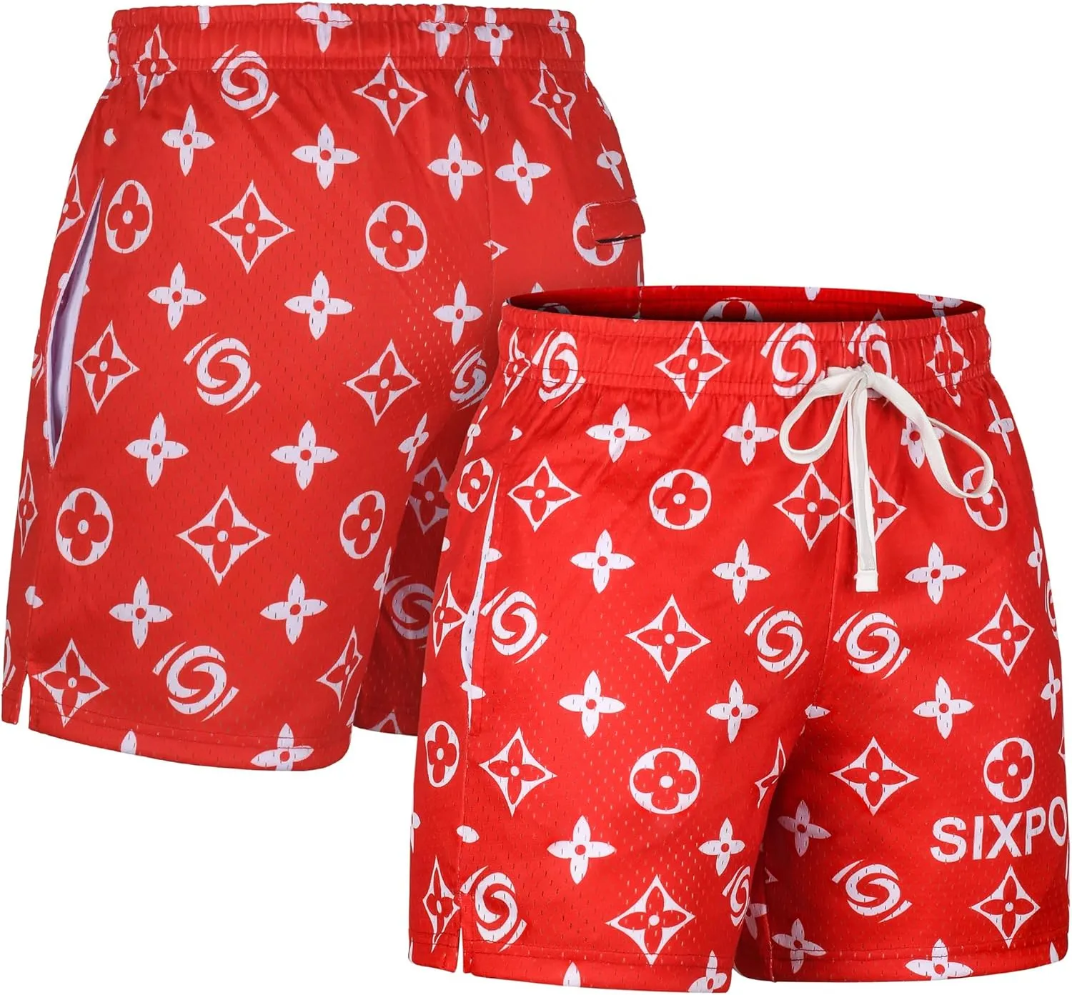 Men's Athletic Shorts - 100% Polyester, Mesh Shorts Quick Dry, Graphic Print Gym Shorts Men, Basketball Shorts for Men