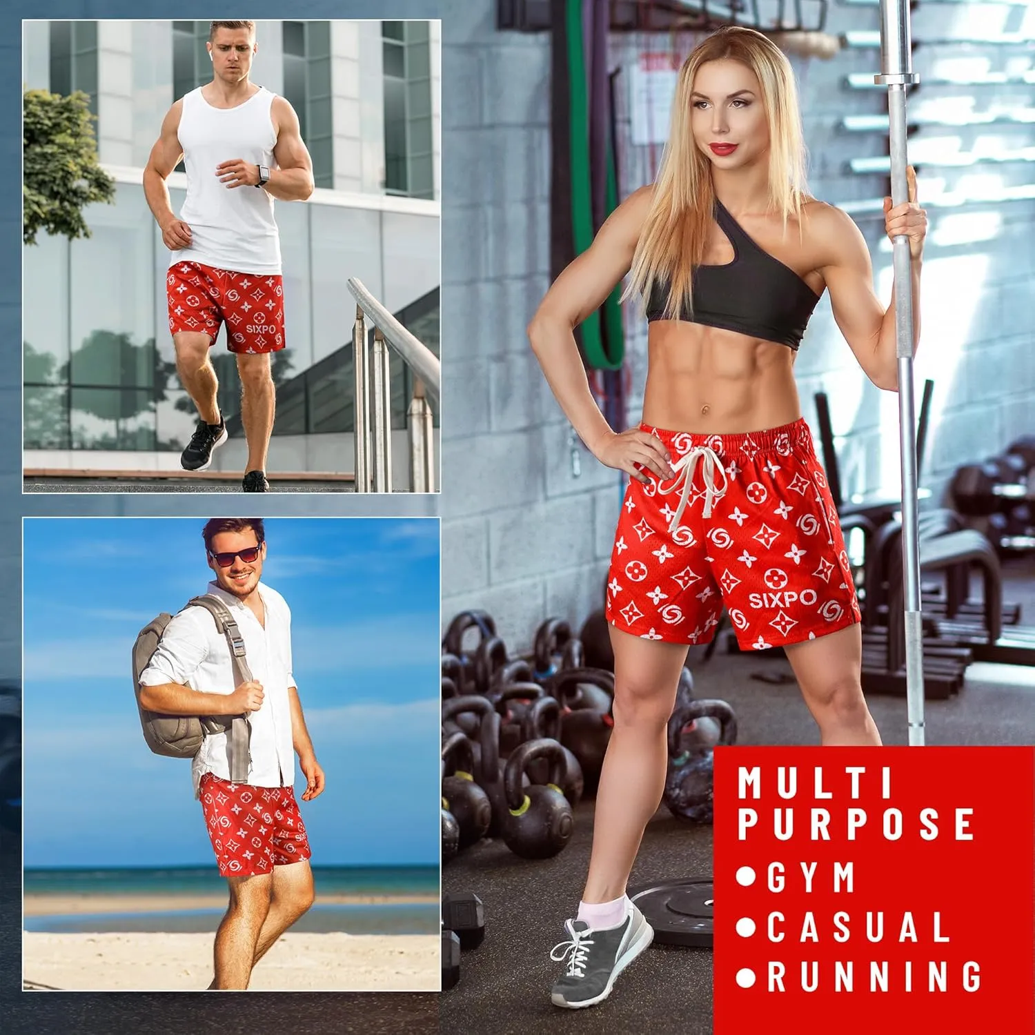 Men's Athletic Shorts - 100% Polyester, Mesh Shorts Quick Dry, Graphic Print Gym Shorts Men, Basketball Shorts for Men