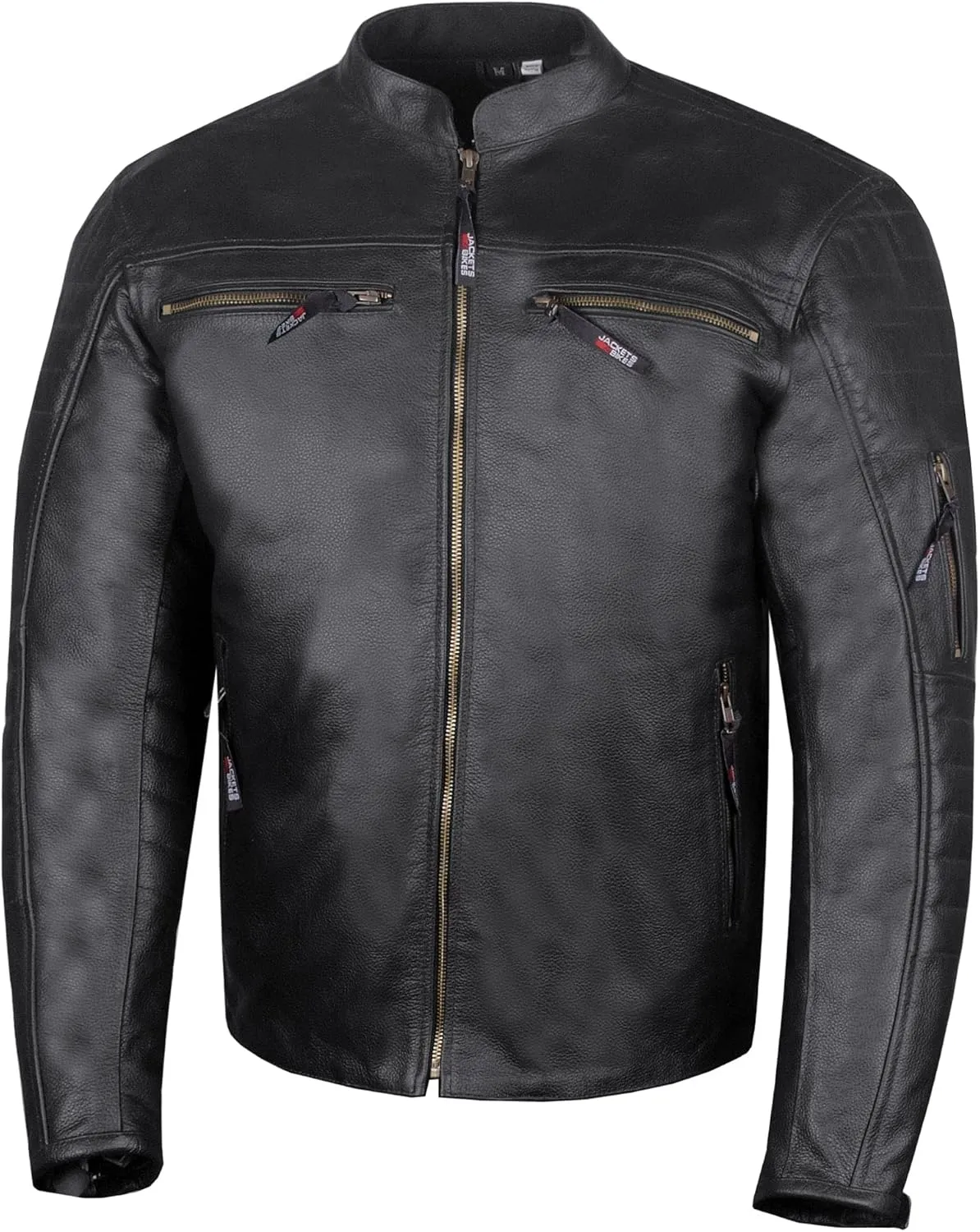 Men's REVOLT Premium Buffalo Natural Leather Motorcycle Jacket - CE Armor, Vented, Removable Liner, Concealed Carry Pockets - Cruiser Retro Touring Biker Jacket Black XXL