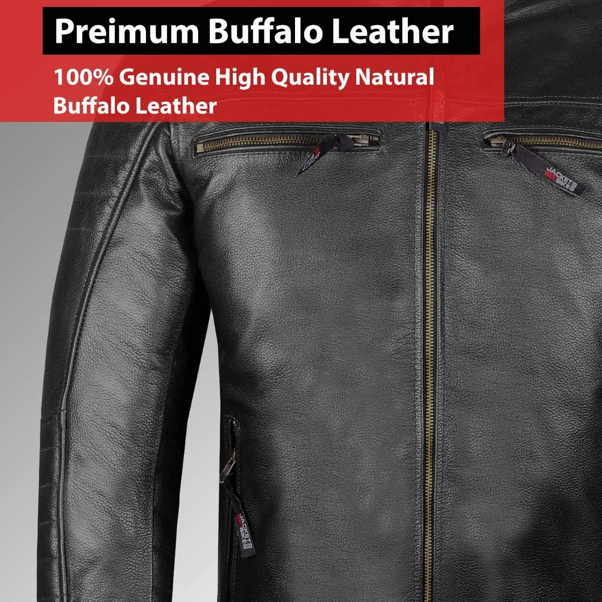 Men's REVOLT Premium Buffalo Natural Leather Motorcycle Jacket - CE Armor, Vented, Removable Liner, Concealed Carry Pockets - Cruiser Retro Touring Biker Jacket Black XXL