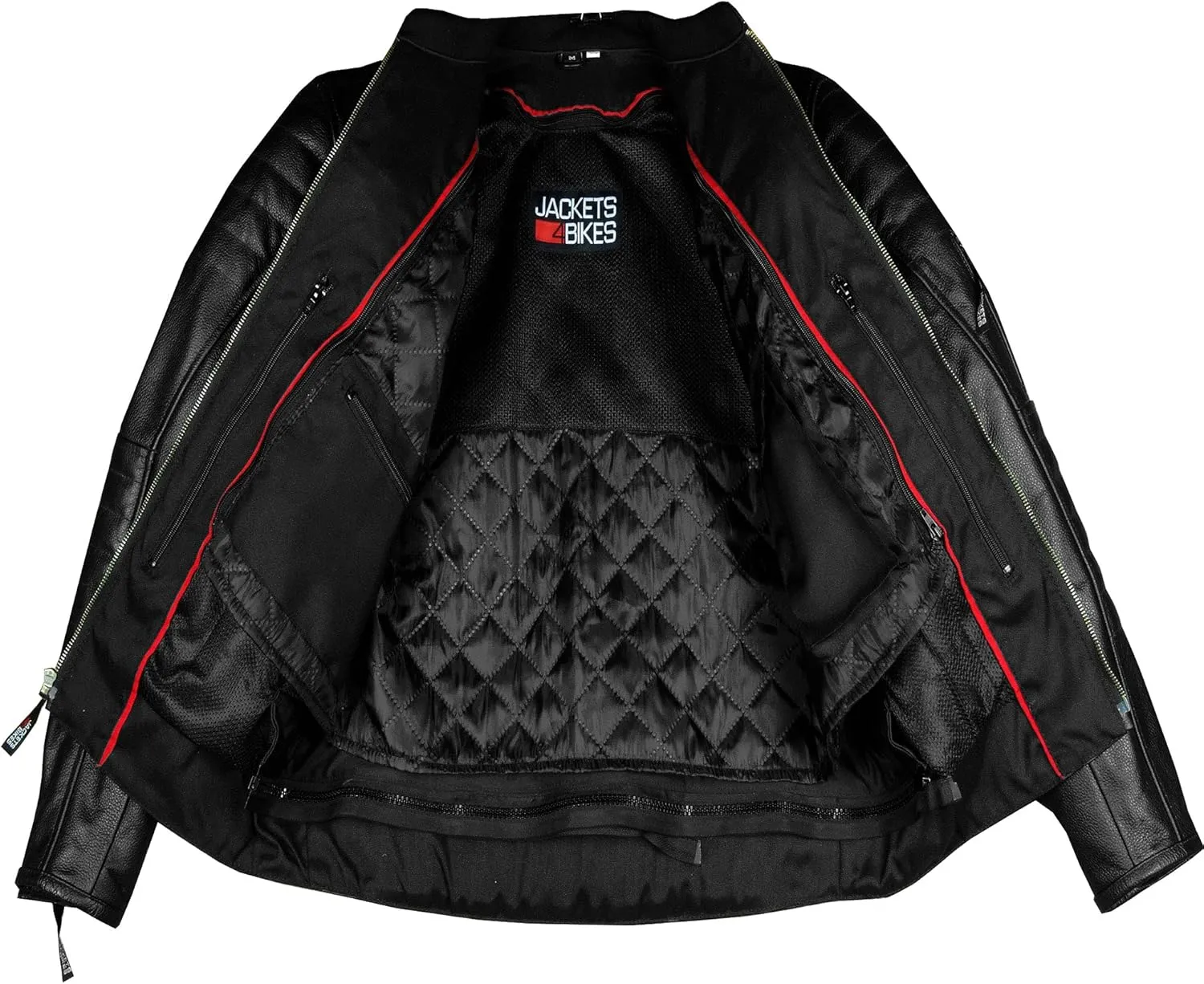Men's REVOLT Premium Buffalo Natural Leather Motorcycle Jacket - CE Armor, Vented, Removable Liner, Concealed Carry Pockets - Cruiser Retro Touring Biker Jacket Black XXL