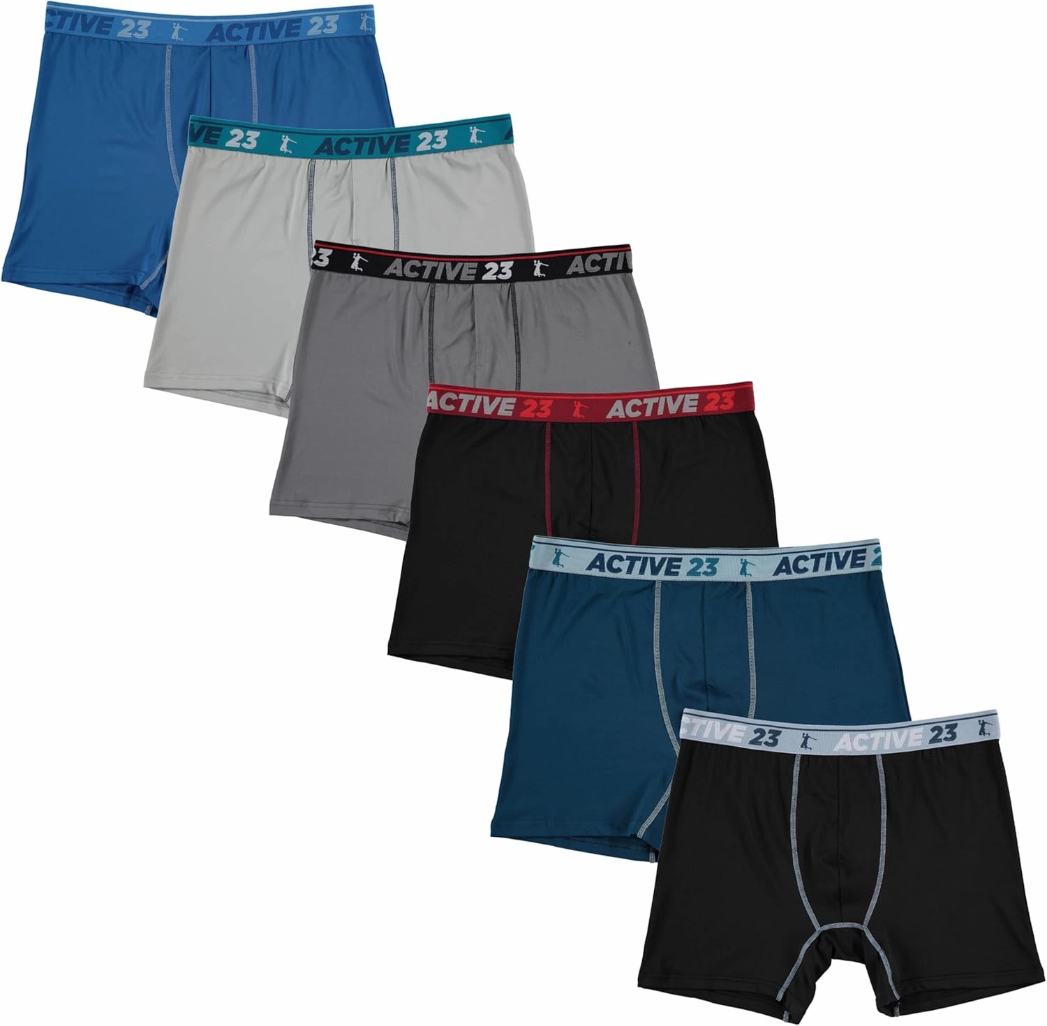 Mens 6, 8, or 10 Pack Dry Fit Performance Boxer Briefs for Men, Cooling Moisture Wicking Athletic Support Underwear