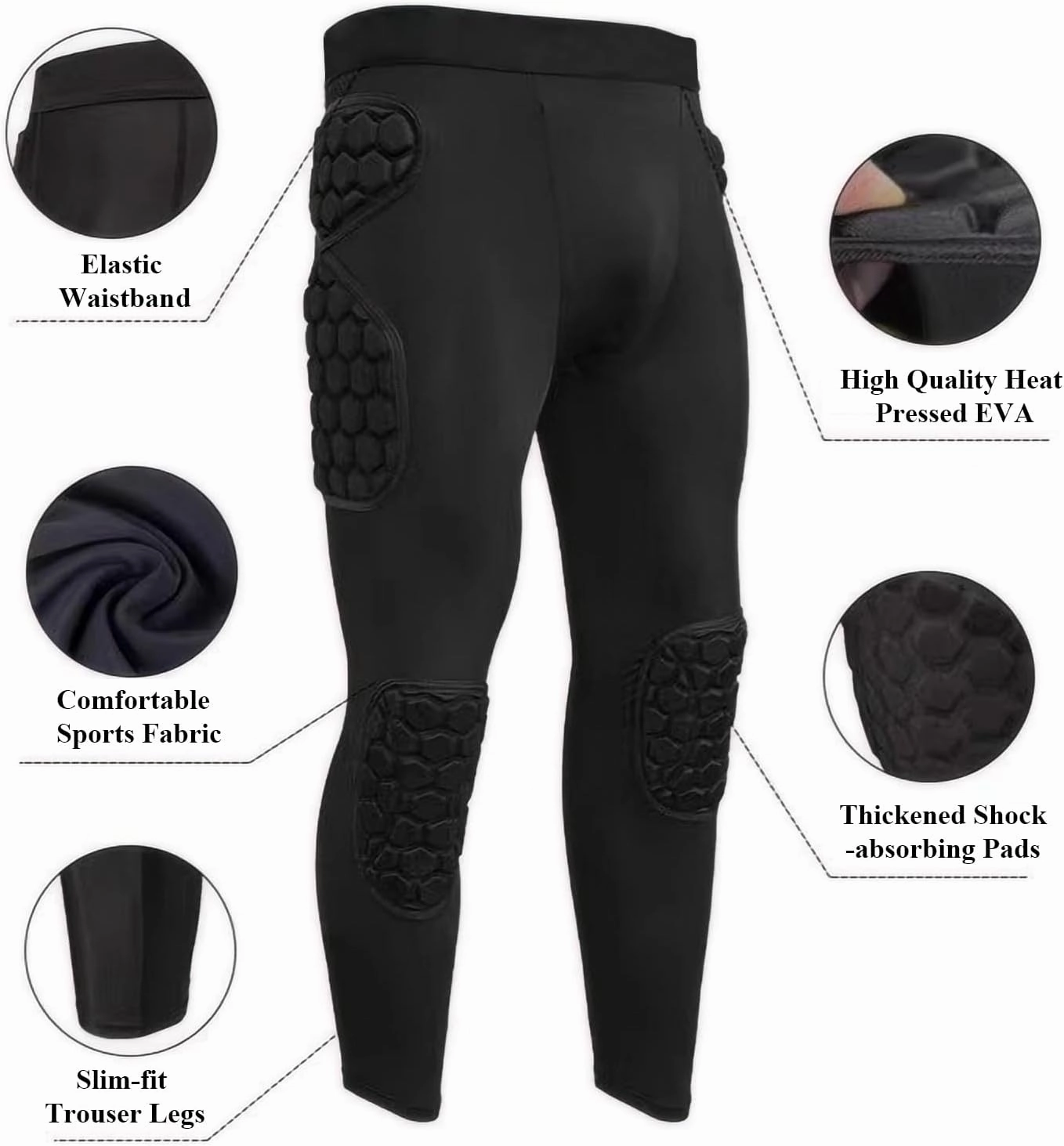 Mens Padded Compression Shorts with 6- Pad Football Girdle for Mens, Padded Compression Pants with Football Girdle Adult for Baseball Soccer Basketball
