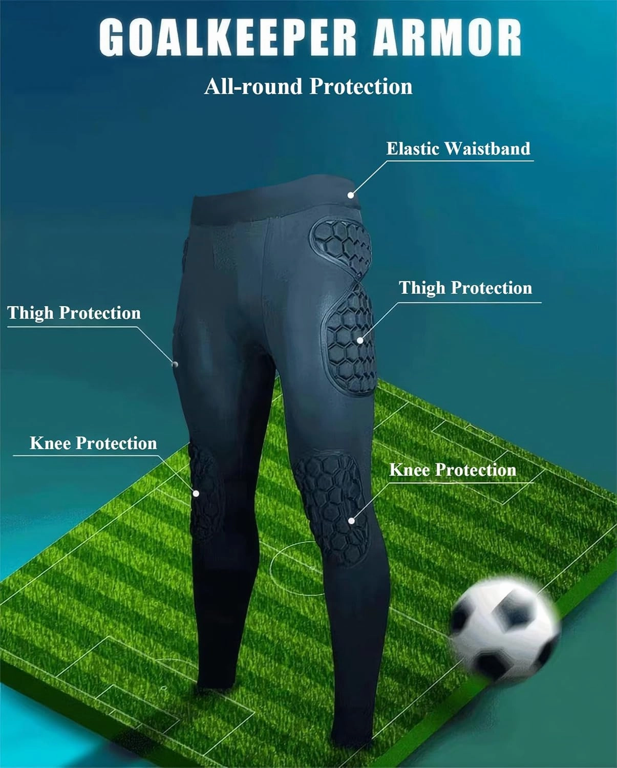Mens Padded Compression Shorts with 6- Pad Football Girdle for Mens, Padded Compression Pants with Football Girdle Adult for Baseball Soccer Basketball