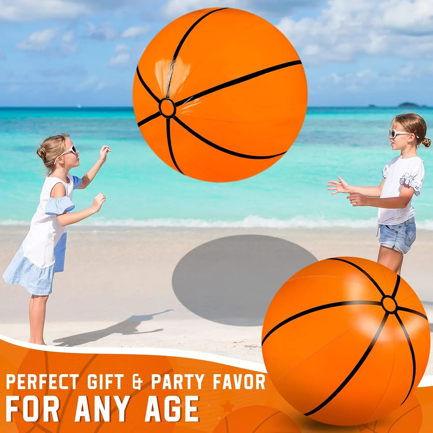 Meooeck 2 Pcs 27 Inch Inflatable Balls Large Inflatable Basketball Giant Beach Balls for Pool Summer Outdoor Activity Games Birthday Party Decorations