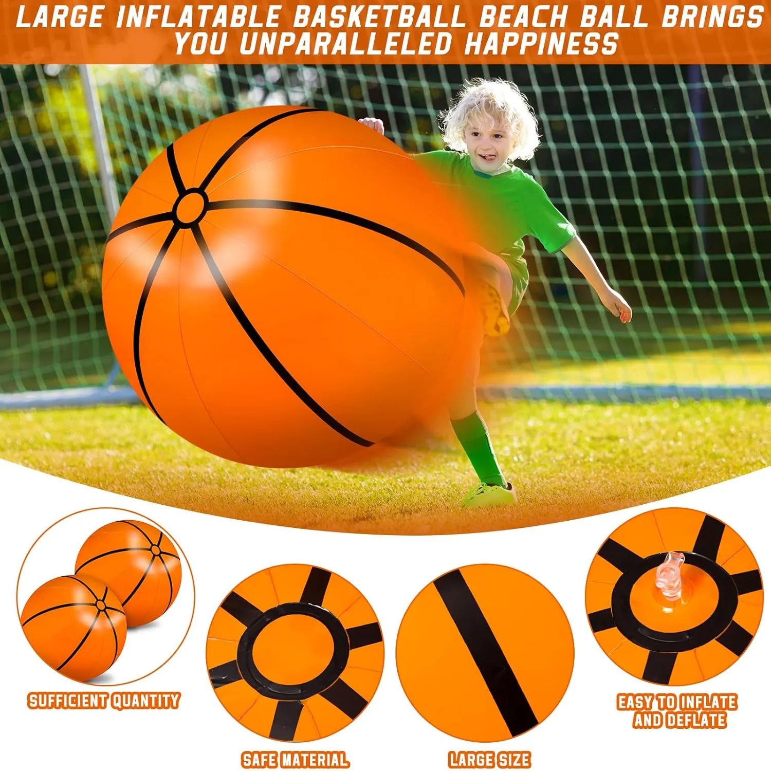 Meooeck 2 Pcs 27 Inch Inflatable Balls Large Inflatable Basketball Giant Beach Balls for Pool Summer Outdoor Activity Games Birthday Party Decorations