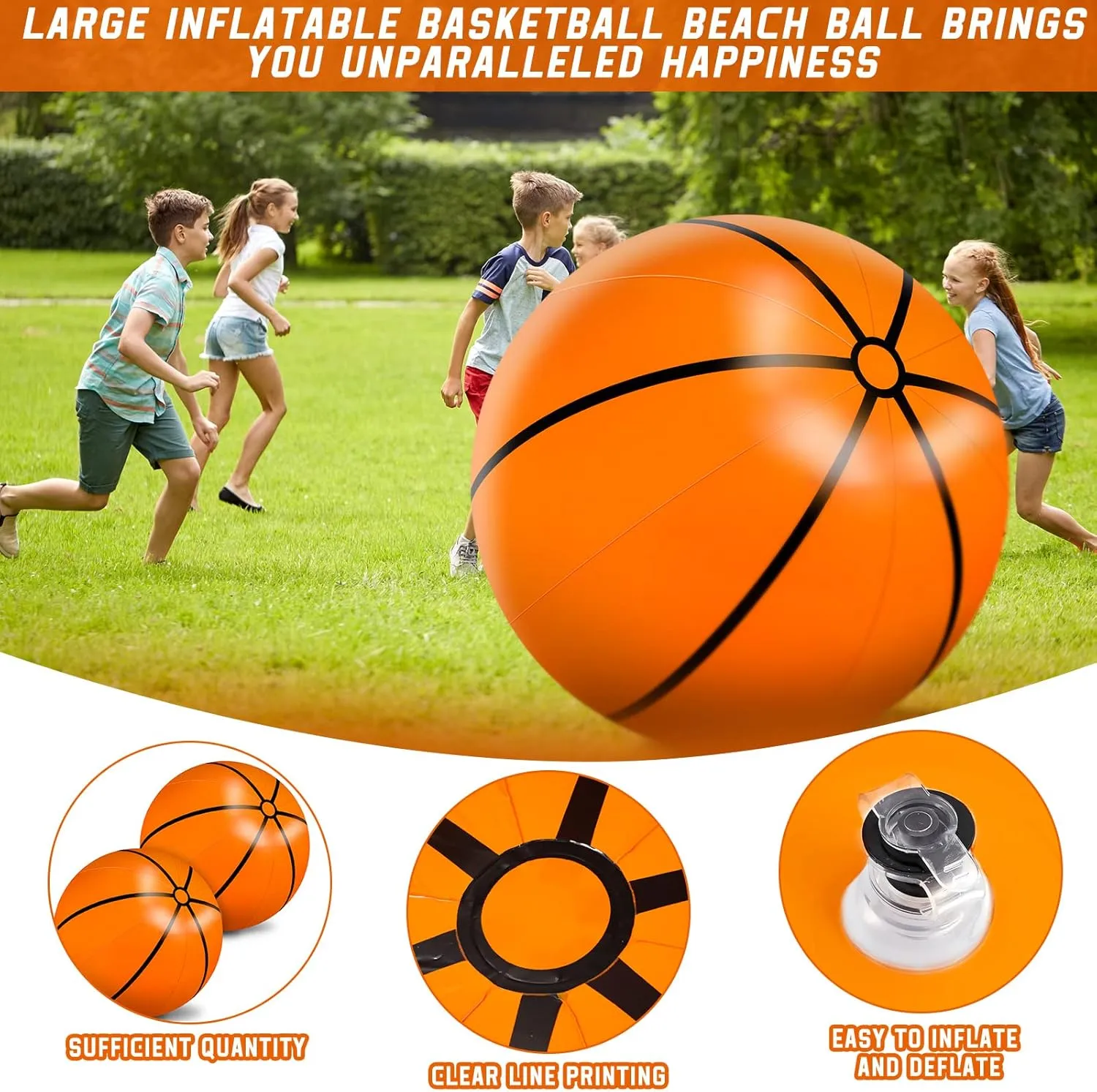 Meooeck 2 Pcs 40 Inch Giant Inflatable Basketball Party Decor Large Inflatable Sports Basketball Giant Beach Ball Pool for Outdoor Activity Summer Sports Birthday Party Supplies