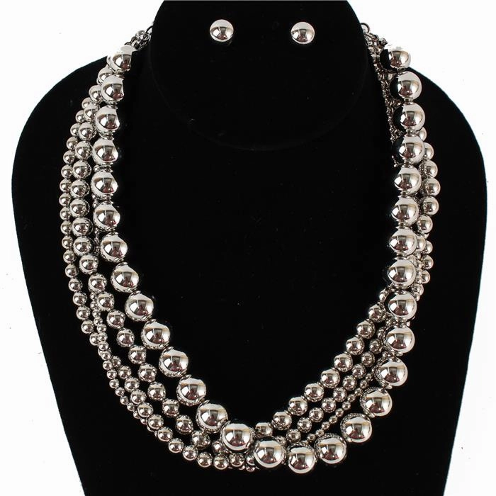 Metal Ball Necklace Set