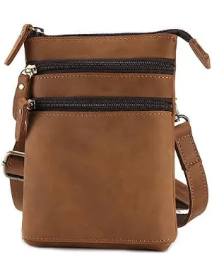 MGGMOKAY Genuine Leather Waist Bag Pack Fanny Small Messenger Shoulder Satchel With Adjustable Sling Strap