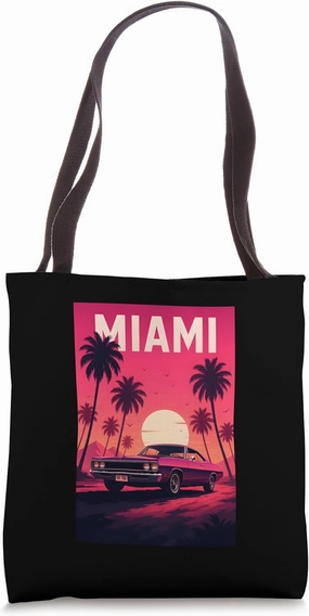 Miami Beach, I Love Miami, Miami Classic Car Graphic Design Tote Bag