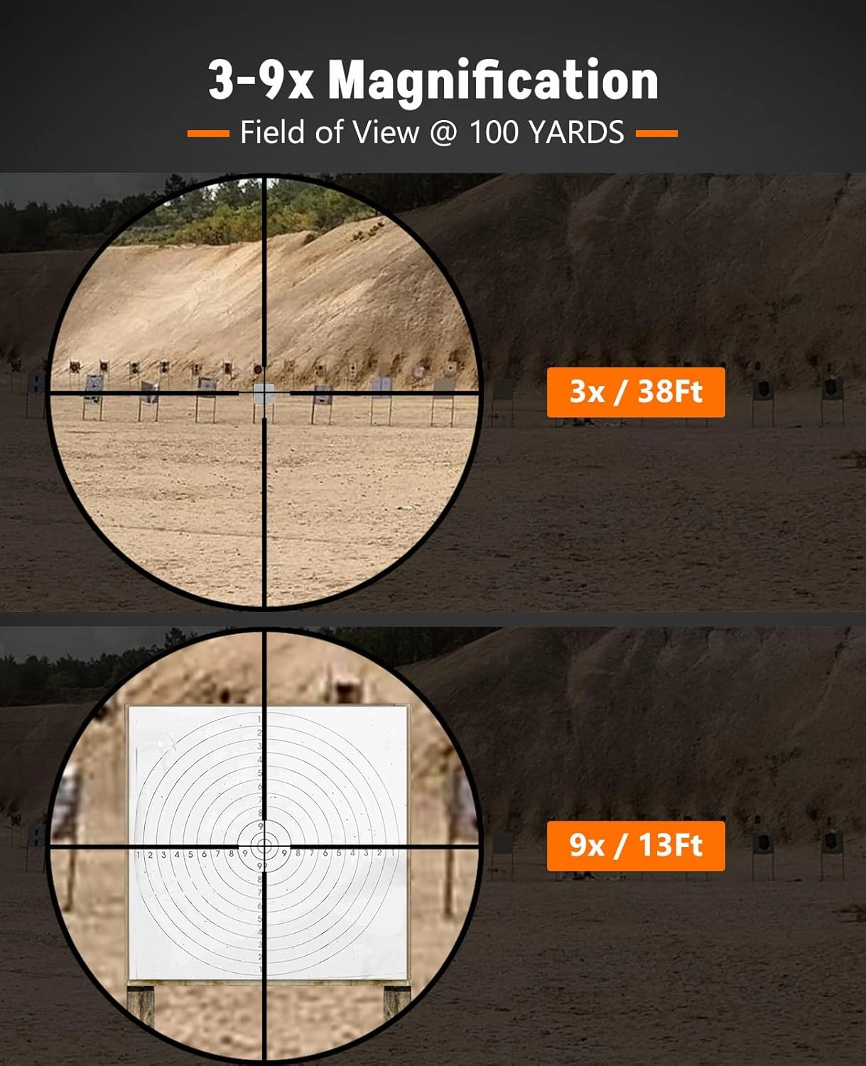 Midten 3-9x32 AO Rifle Scope Optics R4 Reticle Crosshair Scope with Mounts