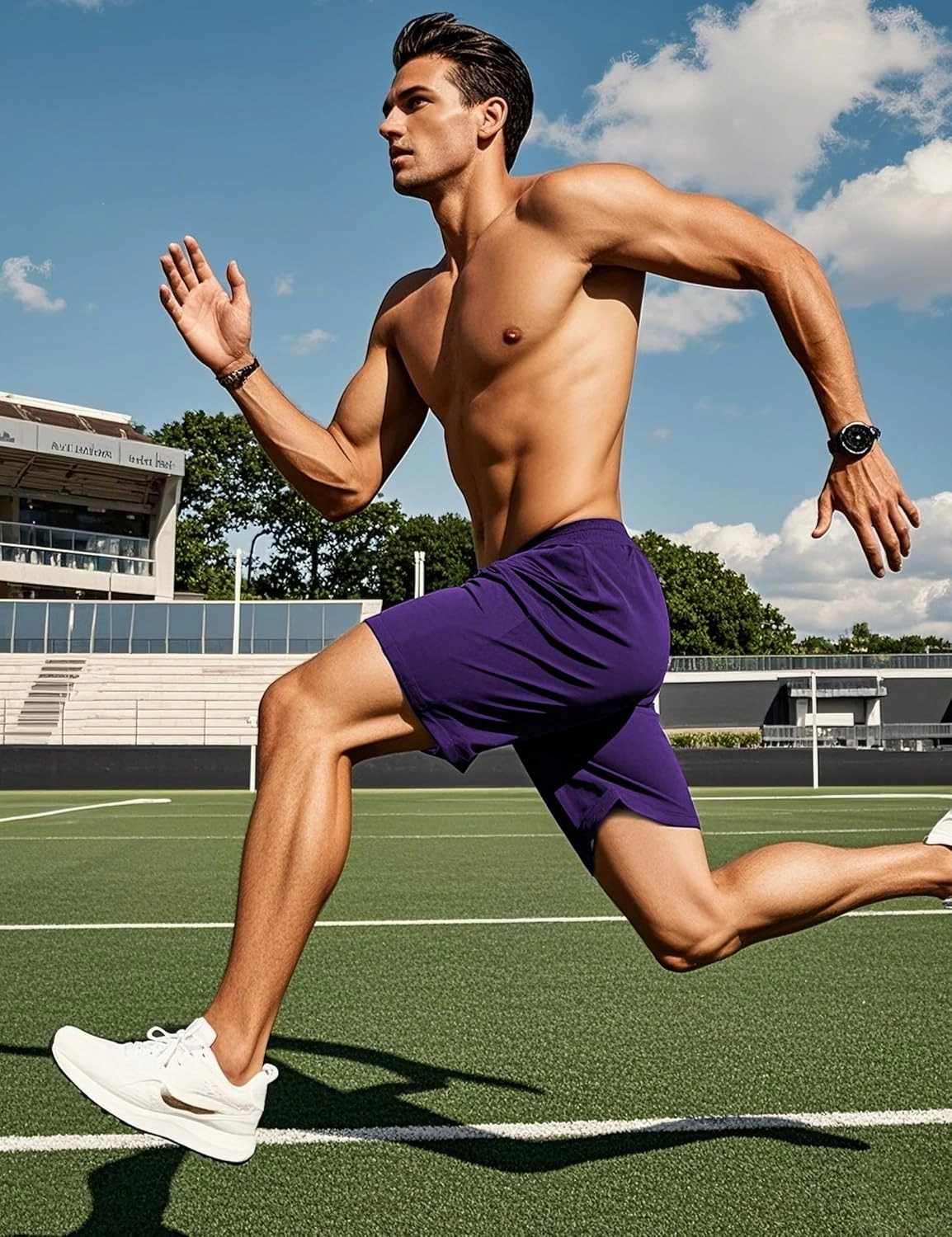 MIER Men's Quick-Dry Athletic/Soccer/Basketball Shorts Without Pockets No Liner Running Workout Training Active Shorts