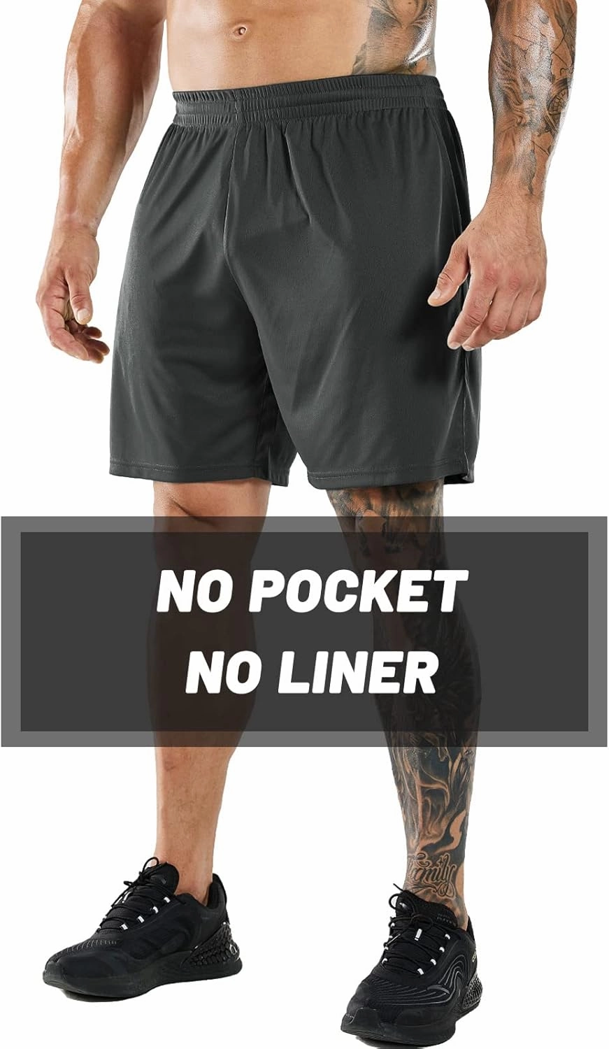MIER Men's Quick-Dry Athletic/Soccer/Basketball Shorts Without Pockets No Liner Running Workout Training Active Shorts