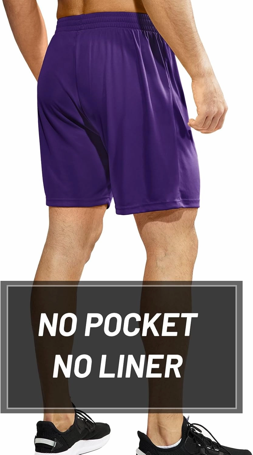 MIER Men's Quick-Dry Athletic/Soccer/Basketball Shorts Without Pockets No Liner Running Workout Training Active Shorts