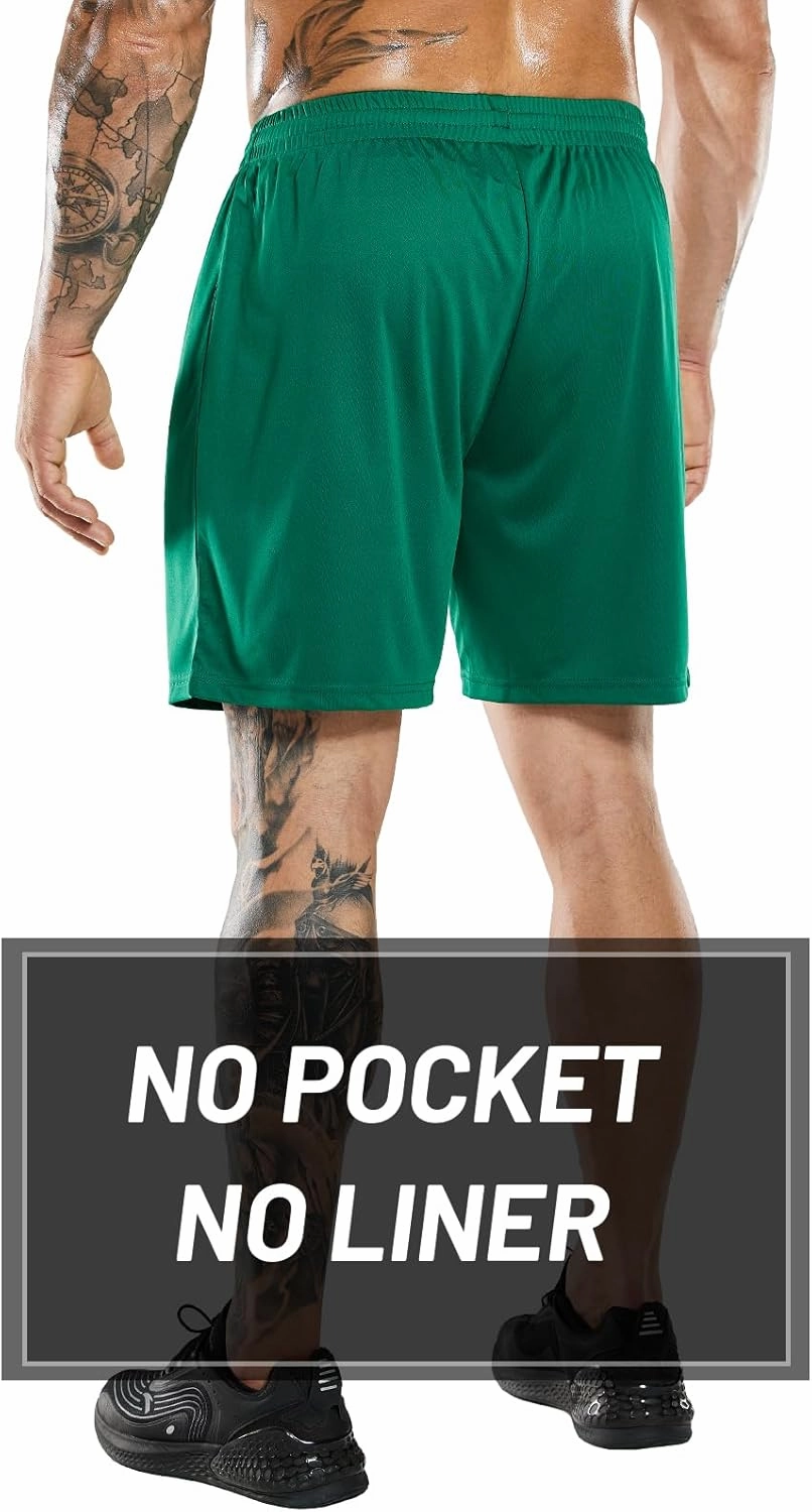 MIER Men's Quick-Dry Athletic/Soccer/Basketball Shorts Without Pockets No Liner Running Workout Training Active Shorts