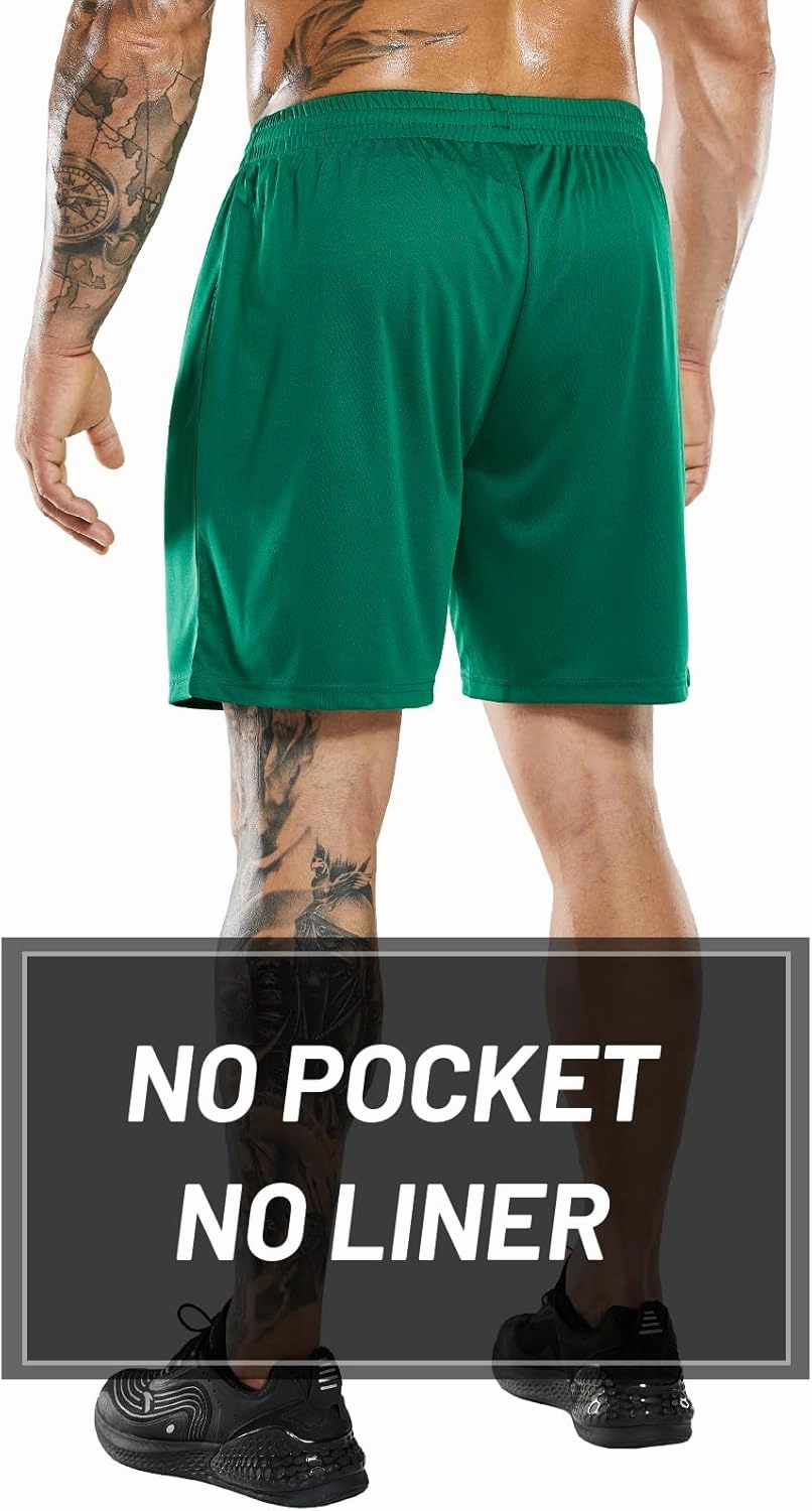 MIER Men's Quick-Dry Athletic/Soccer/Basketball Shorts Without Pockets No Liner Running Workout Training Active Shorts