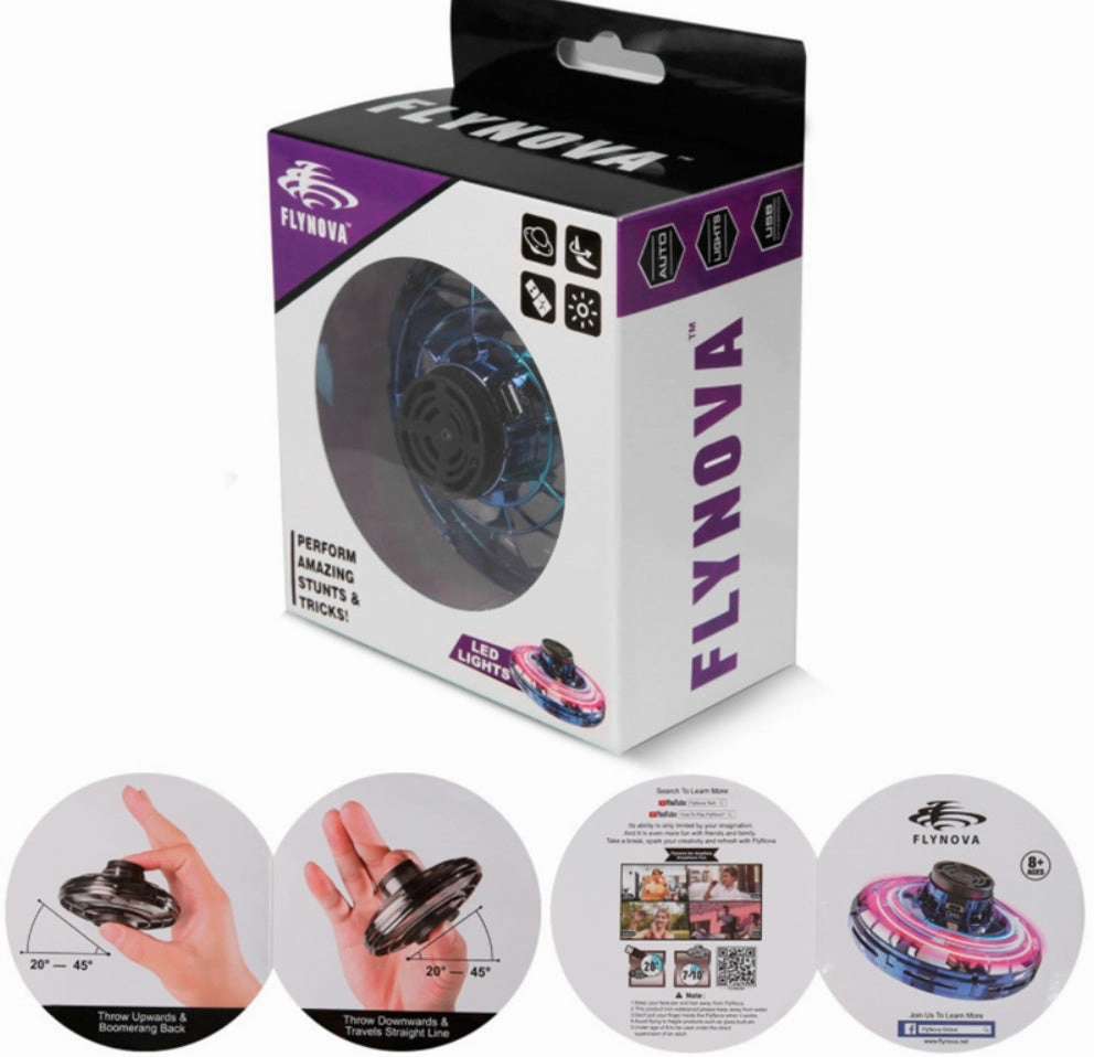 Mini Fingertip Gyro Interactive Decompression Toy Drone LED UFO Type Flying Helicopter Spinner Toy Kids