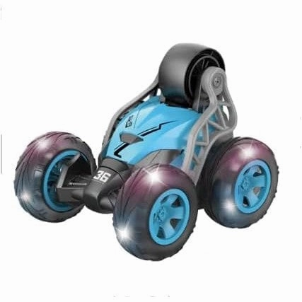 Mini Stunt Car Toy 360-Degree Spins Remote Control and Flips Full-Function RC Car with Colorful Lights - Four-Way Control
