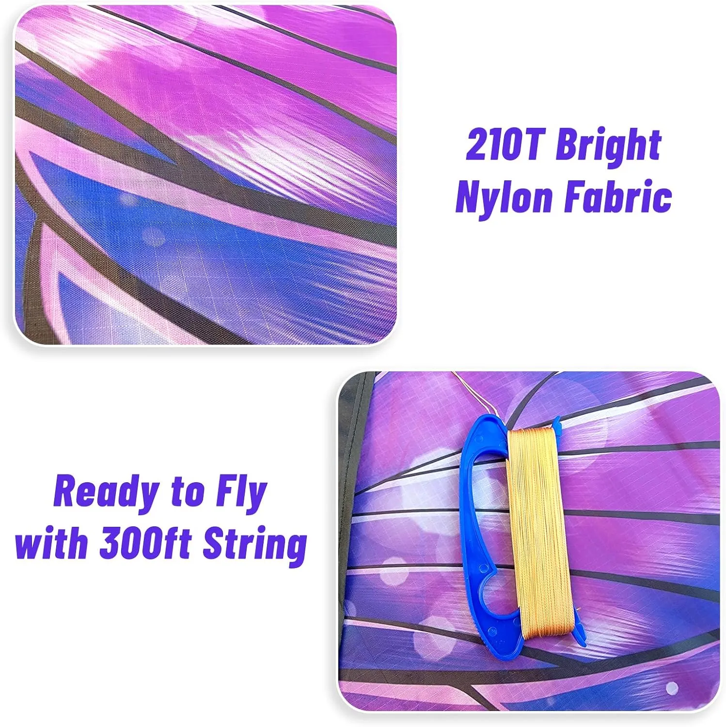 Mint's Colorful Life Butterfly Kite for Kids & Adults Easy to Fly, Large Single Line Kites with 300ft String Kite Handle
