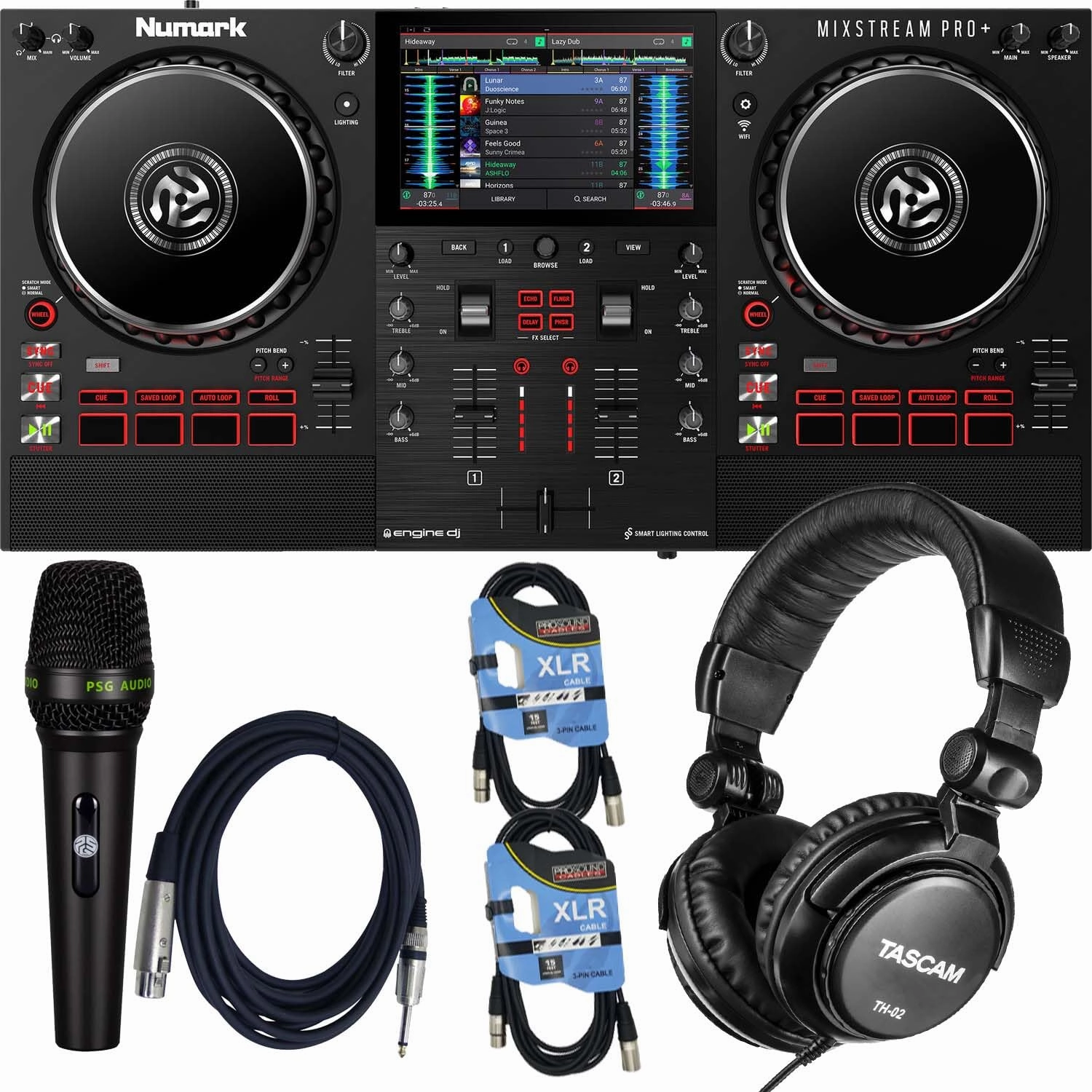 Mixstream Pro  Standalone DJ Controller, TH02, (2) XLR Cables, PSG AUDIO C350 Bundle