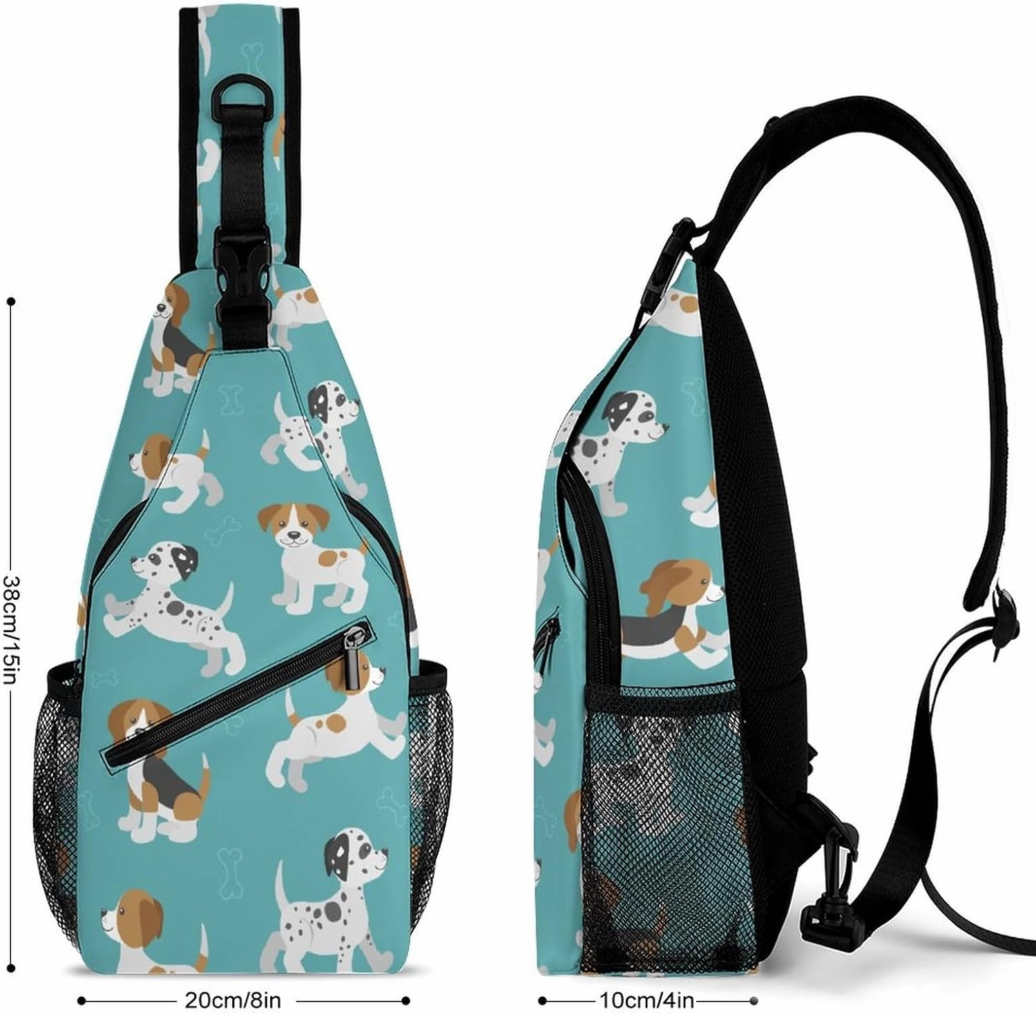 MoBlinko Funny Beagle Dogs Sling Bag for Women Cartoon Puppy Adjustable Crossbody Sling Backpack Chest Bag for Travel