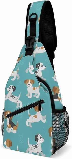 MoBlinko Funny Beagle Dogs Sling Bag for Women Cartoon Puppy Adjustable Crossbody Sling Backpack Chest Bag for Travel