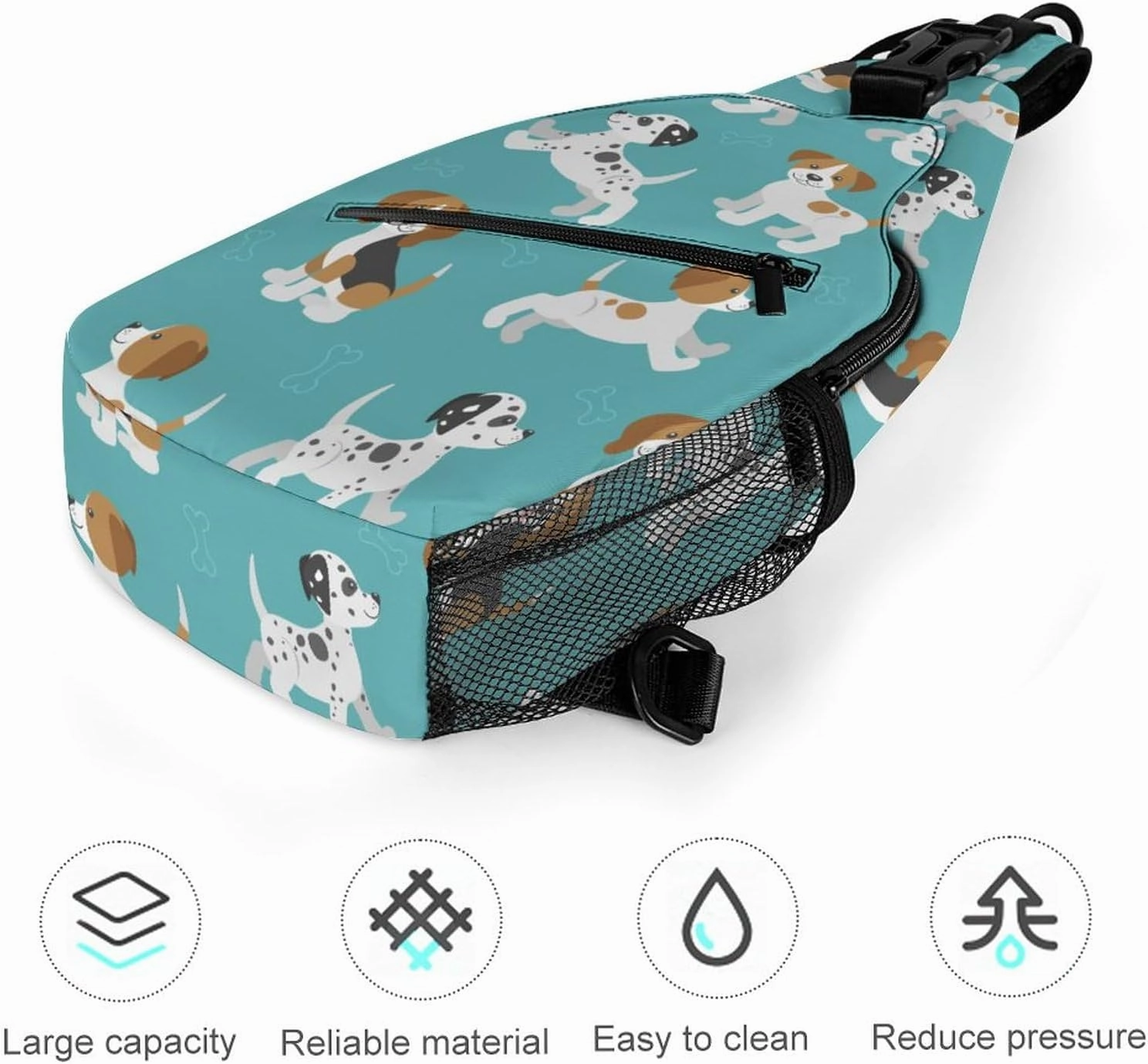 MoBlinko Funny Beagle Dogs Sling Bag for Women Cartoon Puppy Adjustable Crossbody Sling Backpack Chest Bag for Travel