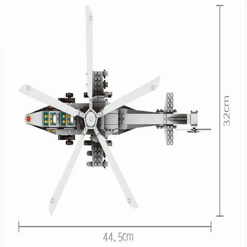 MOC Military WZ-10 Gunship Helicopter Bricks Kids Toys