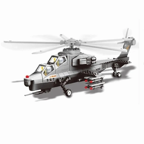 MOC Military WZ-10 Gunship Helicopter Bricks Kids Toys