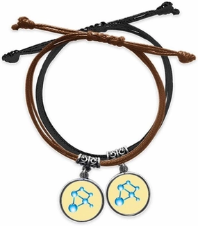Molecule Concatenate Structure Bracelet Double Leather Rope Wristband Couple Set Gift