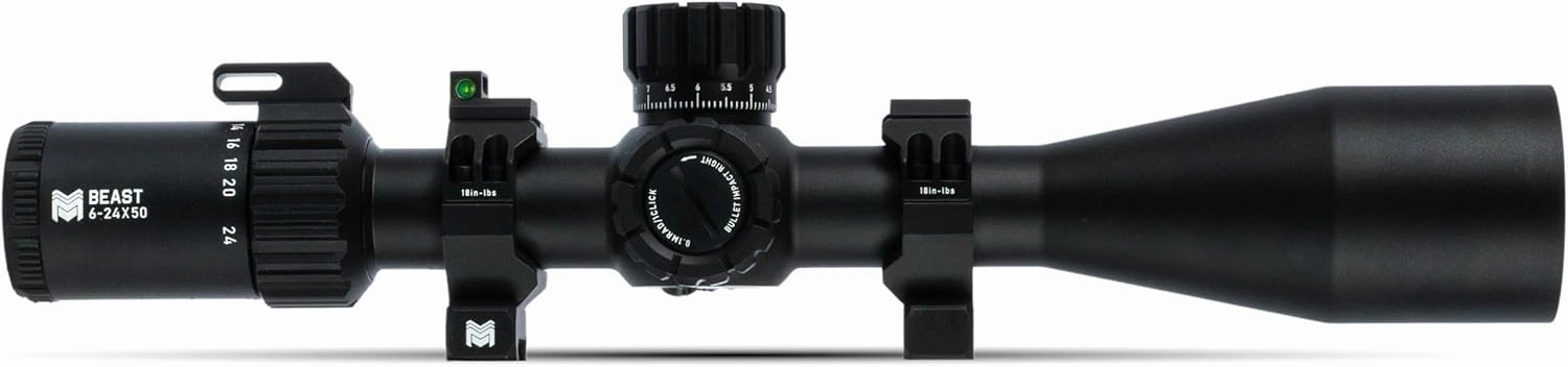 Monstrum Beast 3-18x50 FFP Rifle Scope | Featuring ED Glass, Adjustable Objective, Precision Turrets with Zero Stop, Daylight Bright Reticle, and Anti-Cant Scope Rings