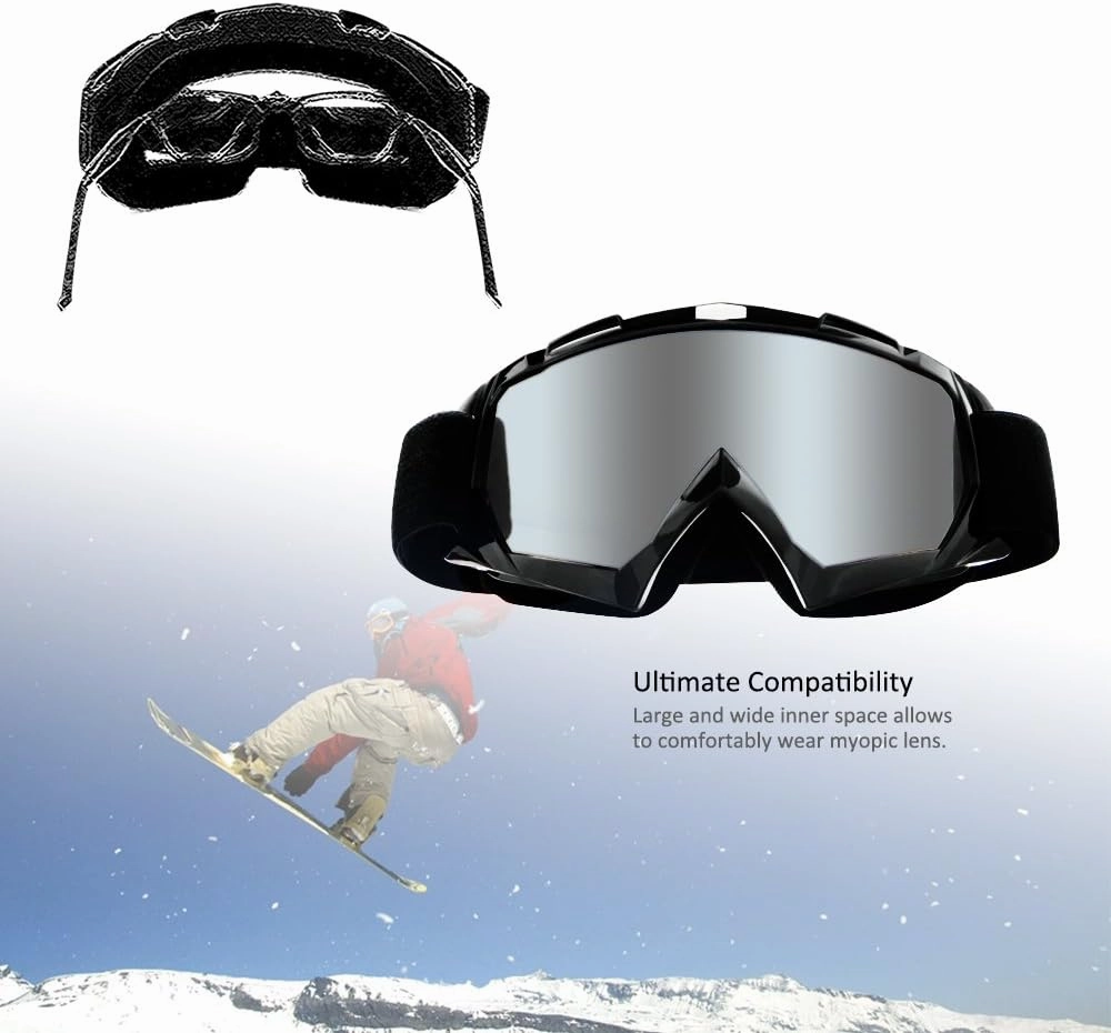 Motorcycle Goggles Dirt Bike Goggles Anti UV Safety Goggles Anti Scratch Motocross Goggles Dustproof Motorcycle Glasses Motorbike Goggles for Cycling Riding Climbing Skiing-Sliver Lens