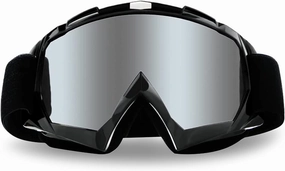 Motorcycle Goggles Dirt Bike Goggles Anti UV Safety Goggles Anti Scratch Motocross Goggles Dustproof Motorcycle Glasses Motorbike Goggles for Cycling Riding Climbing Skiing-Sliver Lens
