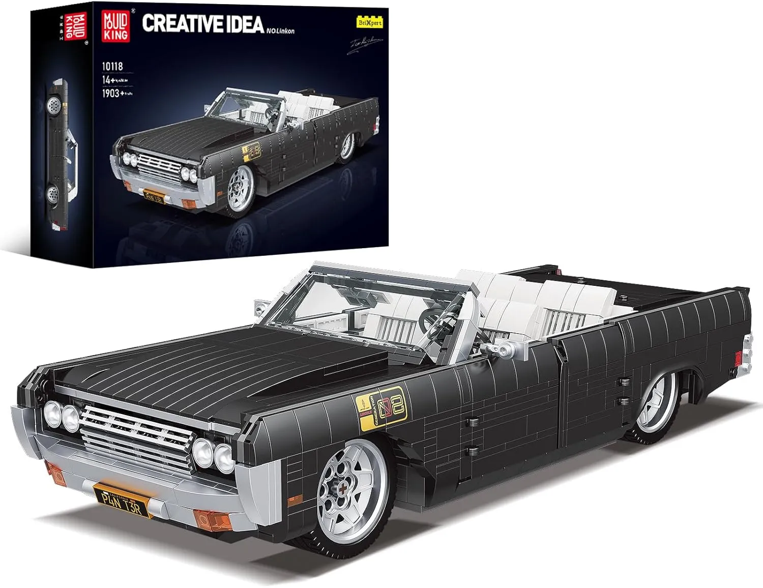 Mould King 10118 Sports Car Building Block Kits, MOC Classic Vintage Car Model Building Sets, Gift for Kids Age 8 /Adult Collections Enthusiasts (1903 Pieces, Static Version)